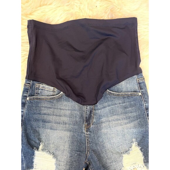 PinkBlush Special A LA Maternity Shorts Blue Denim Ripped Distressed Jeans Small - Picture 5 of 11